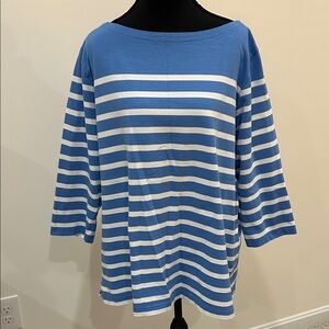 L.L. Bean Blue and White Striped Long Sleeve Tee